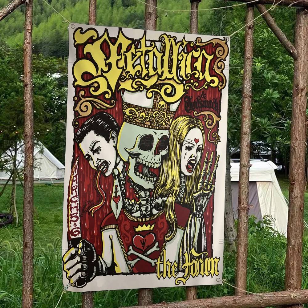 

Bande classique Vintage M-metallica-S pour réunions de famille, drapeaux d ambiance extérieure, décorations de Camping, bannières 75x90cm