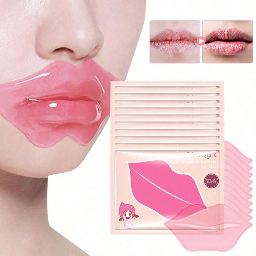 1/5/10/20pcs Moisturizing Lip Mask, Collagen/Cherry/Blueberry, Containing Glycerin And Collagen, Fad