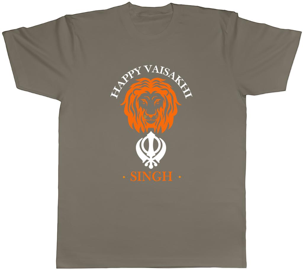 Personalised Happy Vaisakhi Lions Head Orange Unisexs Unisex TShirt Tee Gift