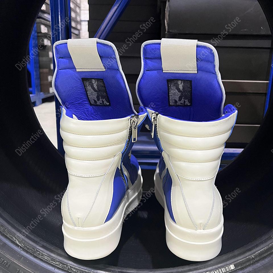Men Shoes Trendy Blue Leather Casual Double Bottom Premium Women's Zipper Thick Soled Sneakers Height increasing Shoes