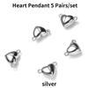 5 pair Heart Magnet Connector Zapięcie End Connector Charms na zapięcia jubilerskie Para Bransoletka Naszyjnik