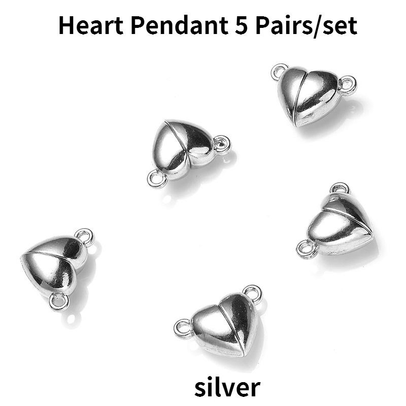 5 pair Heart Magnet Connector Zapięcie End Connector Charms na zapięcia jubilerskie Para Bransoletka Naszyjnik