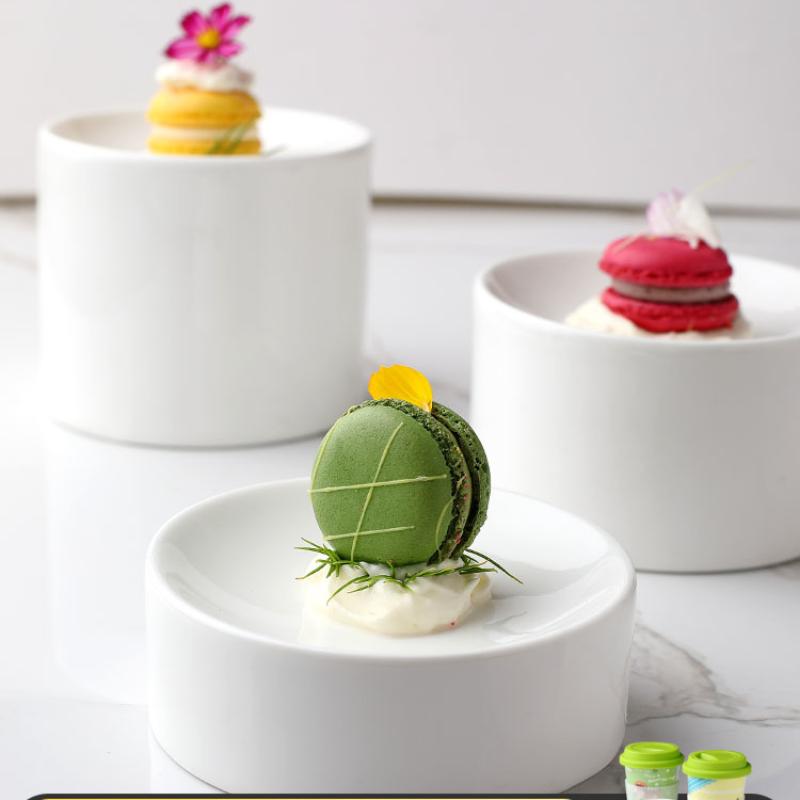 Restaurant Ceramic Creative Dishes Snacks French Dessert Table Molecular Dishes Cold Dishes Cylindrical Pastry Plates