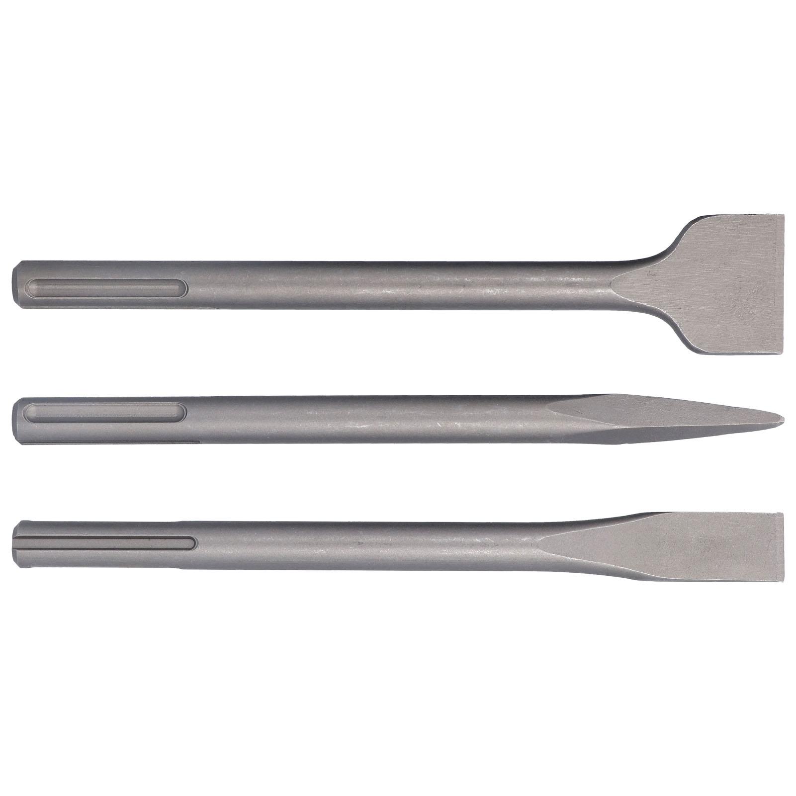 

3Pcs Chisel Carbon Steel Scaling Flat Point Rotating Hammer Drill Bits for Tile Concrete Work5 Pit Handle