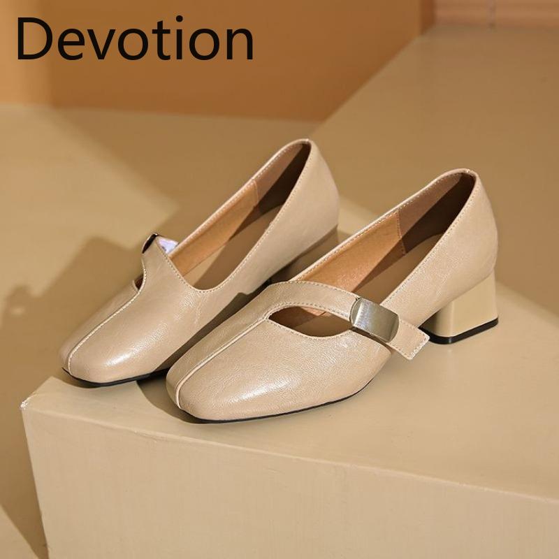 Square-toed Single-heeled Women's Low-heeled Shoes, New Thick-heeled Shoes, Versatile Autumn Shoes for Women Devotion