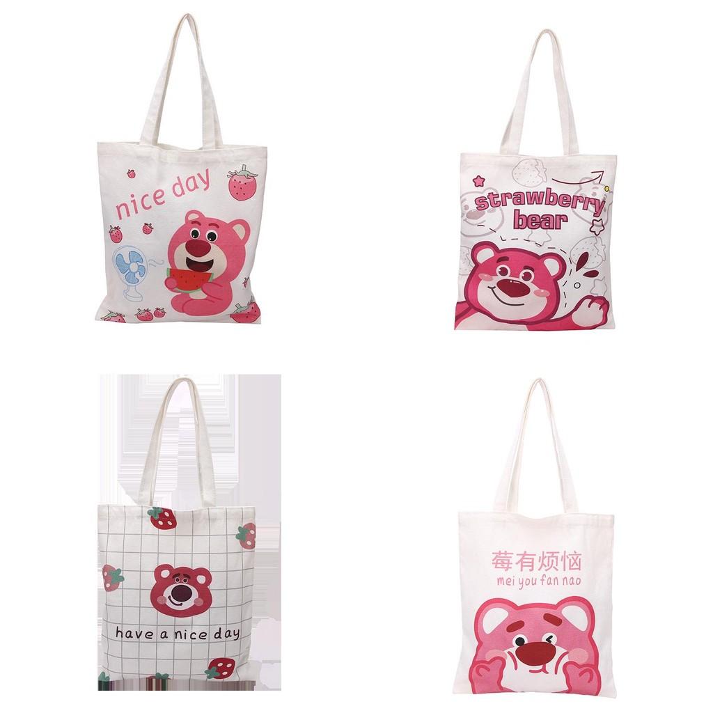 Canvas Tote Bag Large Capacity Casual School Bag With Lotso And Letter Print For Daily Use