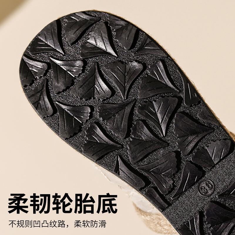 Ethnic style women's shoes simple and elegant small flower embroidery round head cloth slippers women's W summer new mesh retro women's shoes