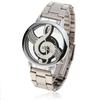Music Themed Hollow Wristwatch With Black Buckle Band