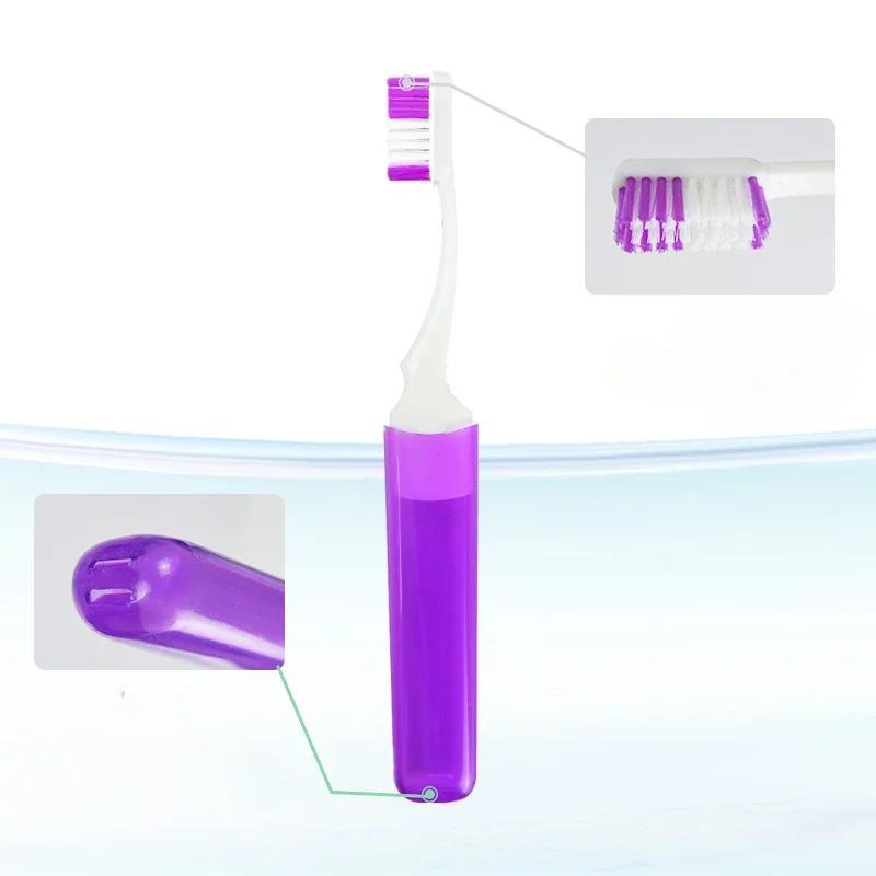 1pcs Mini Colorful Save Space Bathroom Travel Supplies Toothpaste Holders Reusable Portable Folding Toothbrush with Storage Box