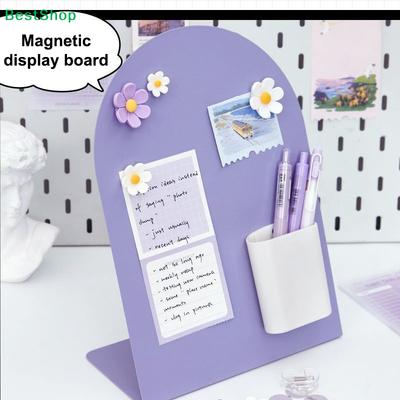Desktop-Nachrichtentafel mit großer Kapazität Vertikaler gebogener magnetischer Fotorahmen Notiztafel Büro Zuhause Desktop-Ornament