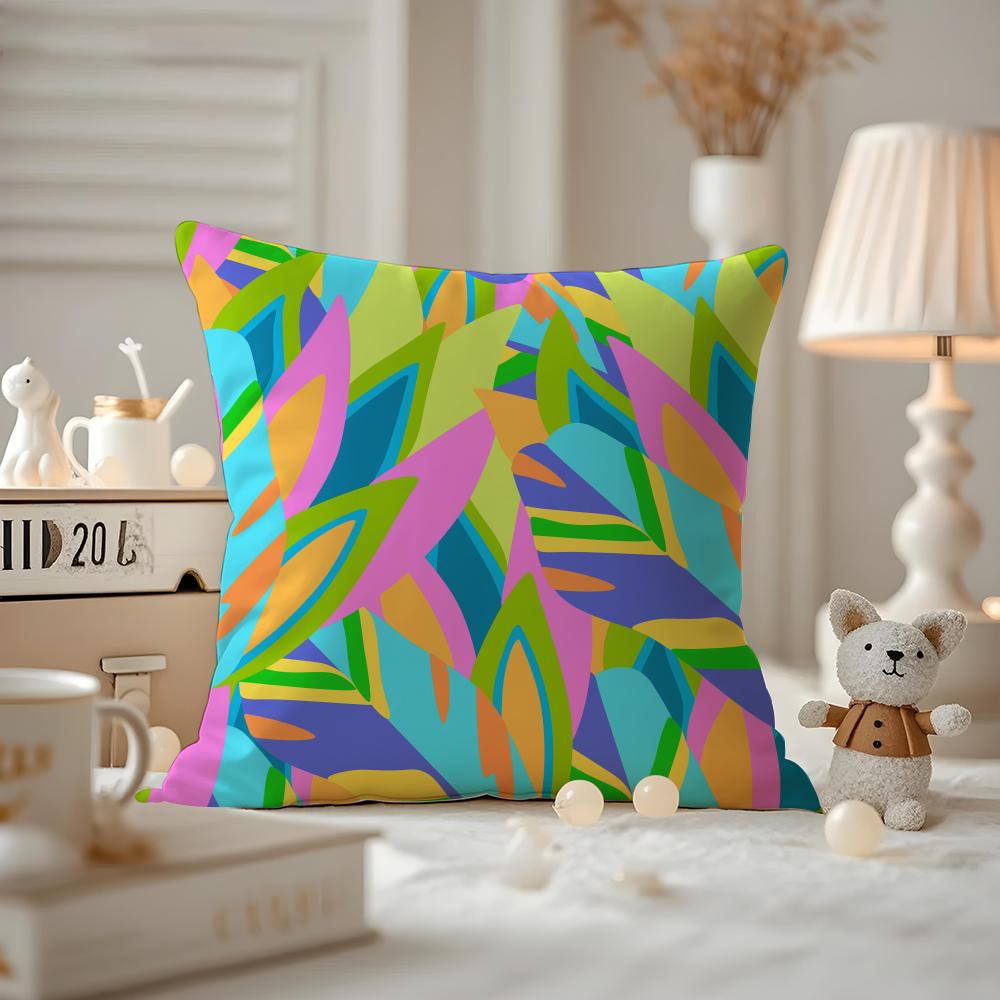 HOT Abstract Colorful Pattern Cushion Cover Anti-dustmite Pillowcase Invisible Zipper Silky Short Plush Sofa Cushion Cover