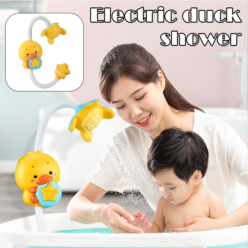 Electric Duck-shaped Bath Toy With Sucker Waterproof Water Sprinkler Tub Toy For Kids Swimming Pool Shower