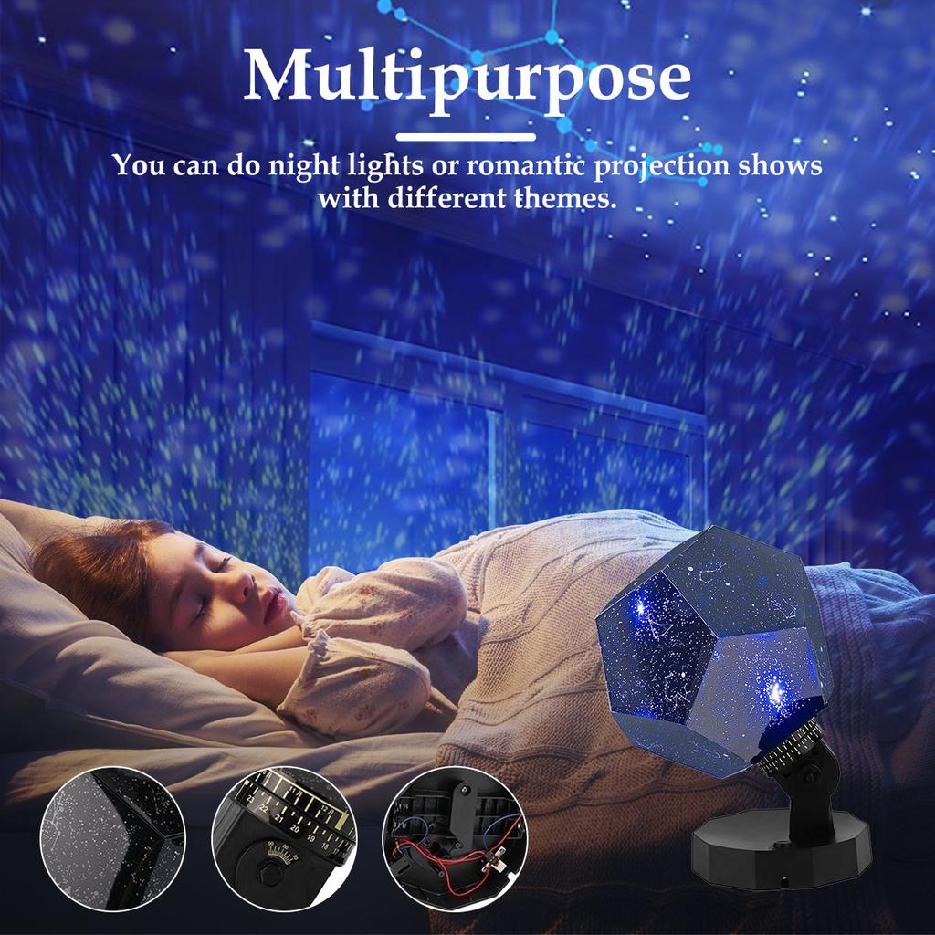 Star Projector Galaxy Lamp Starry Sky Night Light 360° Rotating Rechargeable 3-Color Star Sky Light Projector Bedside Light Gift