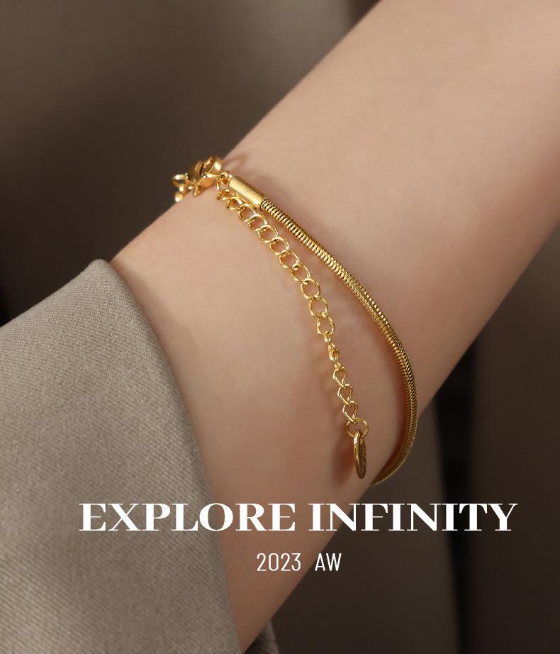 18K Gold Titanium Steel Versatile Bracelet for Women - Non-fading, Sweet Girl Chain