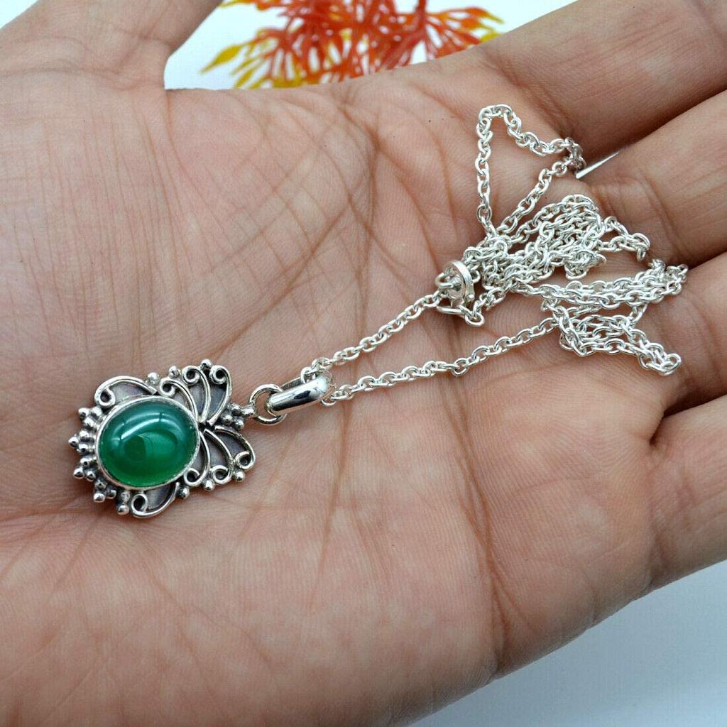 Green Onyx Gemstone Handmade Boho Designer Necklace, Wedding Necklace, Gift For Her, Christmas Jewelry, Women Jewelry