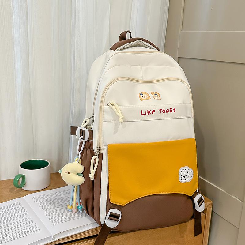 

Fashion and leisure student backpack female versatile large capacity junior high school student schoolbag female commuter simple backpack single bag коричневый