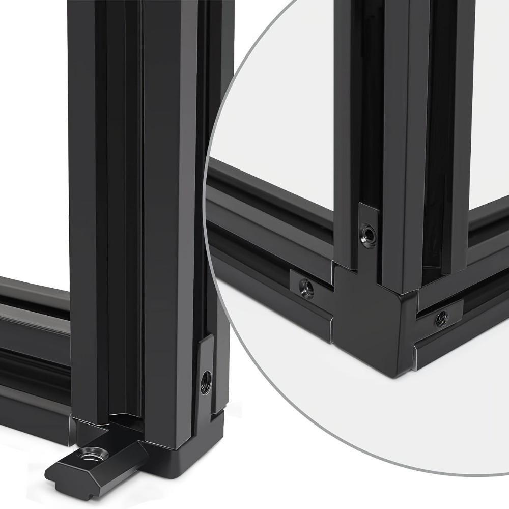 6pcs Black 2020 Series 3-Way End Corner Bracket Connector with Screws for Slot 6mm 20S Aluminum Rail Accessories, Silver