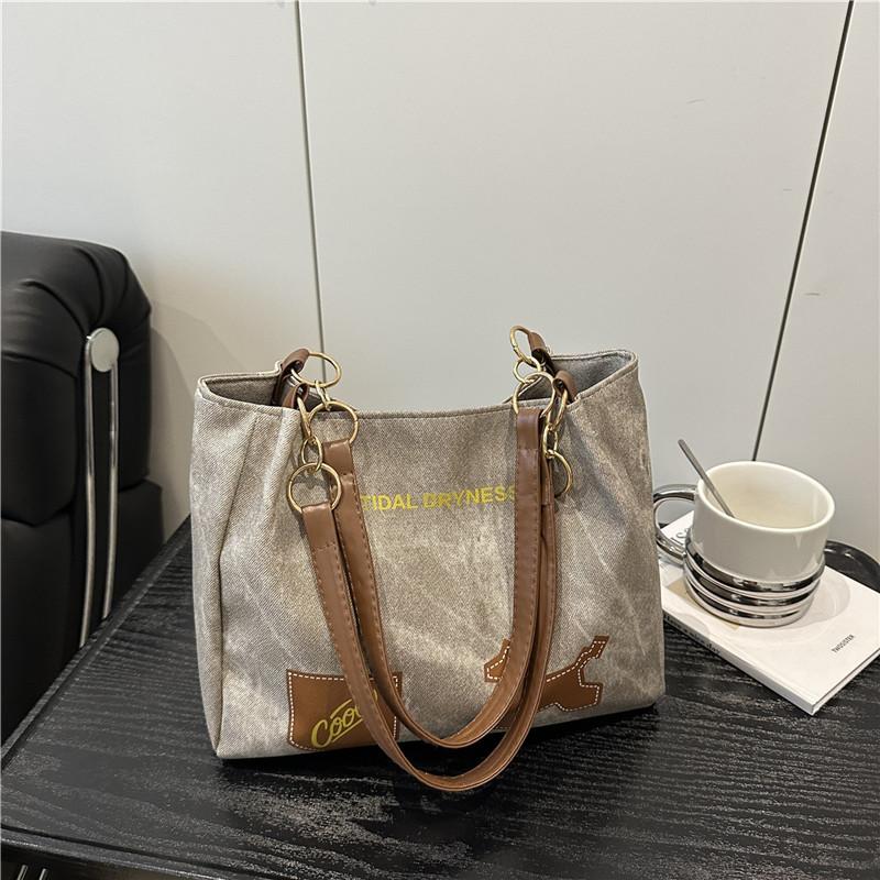 

New retro letter l chain shoulder bag women s bag large capacity fashion tote bag commuter portable серый