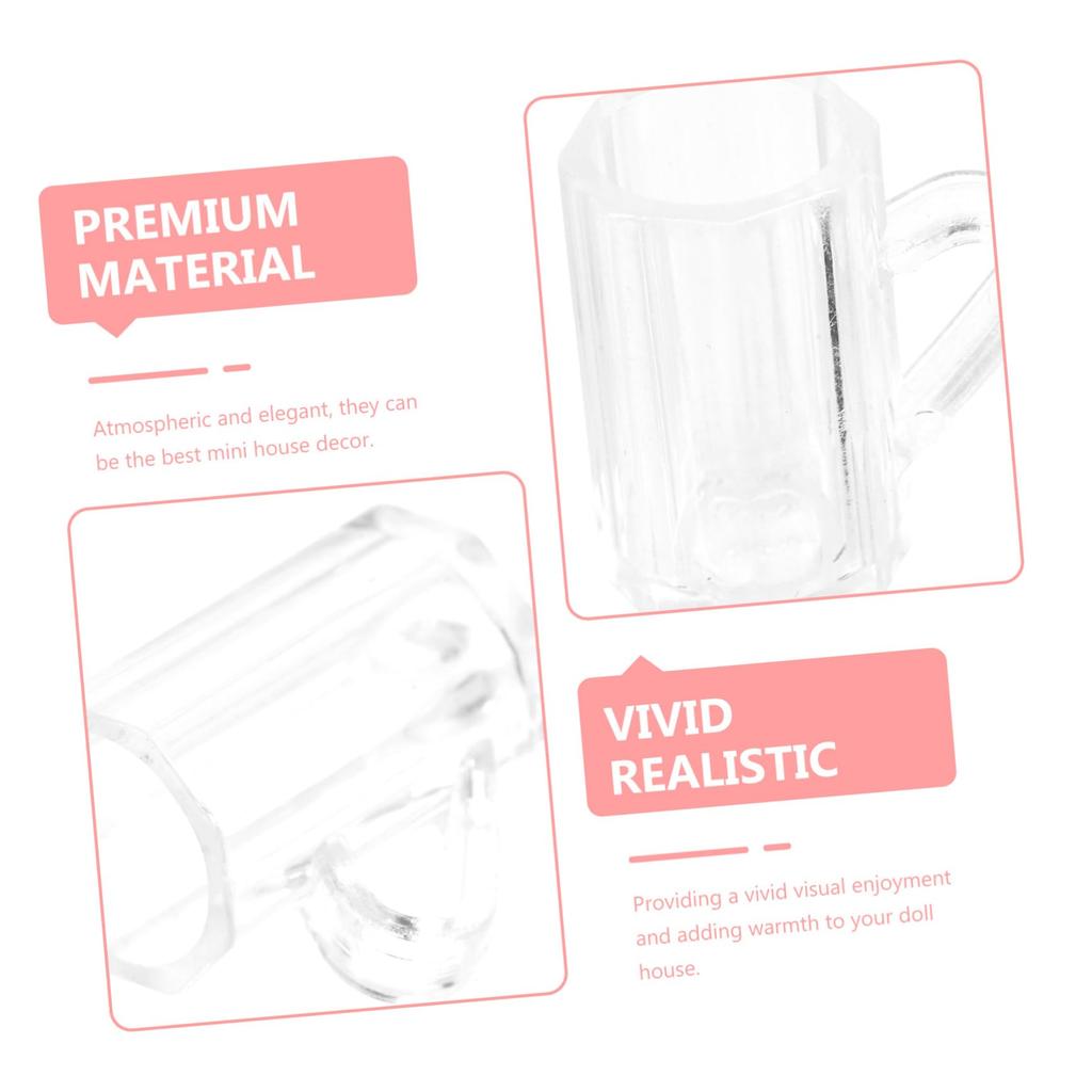 KOMBIUDA Set of 20 Miniature Beer Mugs, Clear Plastic, 1.5x1.0 Inch, for Dollhouse, Photo Props, Model Decoration, Mini House Decoration