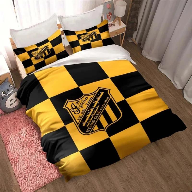 Al-Ittihad Club Jeddah Ložní souprava Chlapci Dívky Jednolůžko Queen Size Povlak na přikrývku Povlak na polštář Postel Děti Dospělí Móda Domácí textil