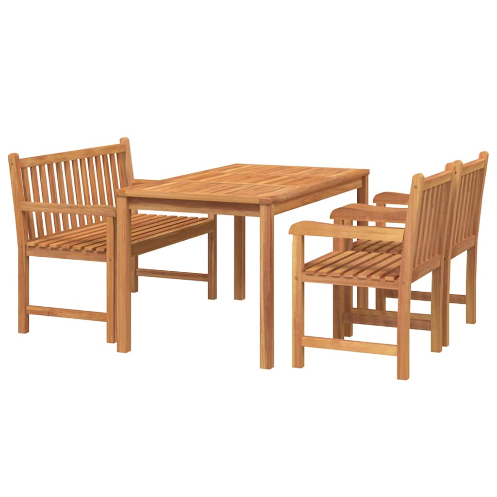 4 Piece Garden Dining Set Solid Teak Wood