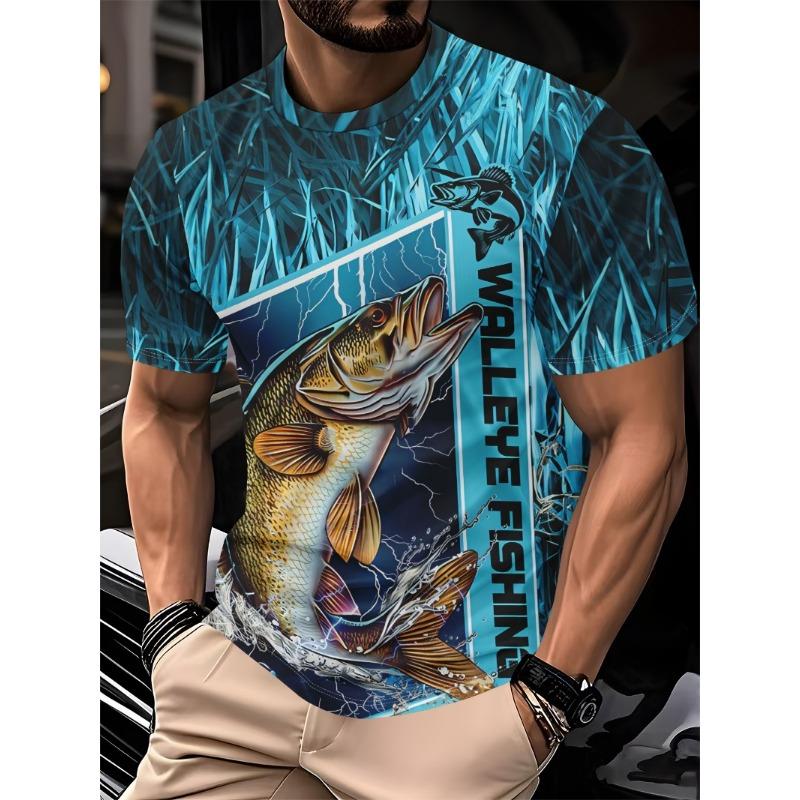 

Рыбалка 3D-принт повседневная свободная мужская футболка с коротким рукавом топ для летней рыбалки 5XL синий