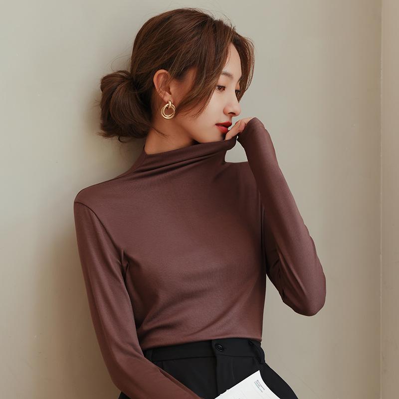 Autumn and Winter Women's Base Shirt Slim Fit Versatile Long Sleeved T-shirt