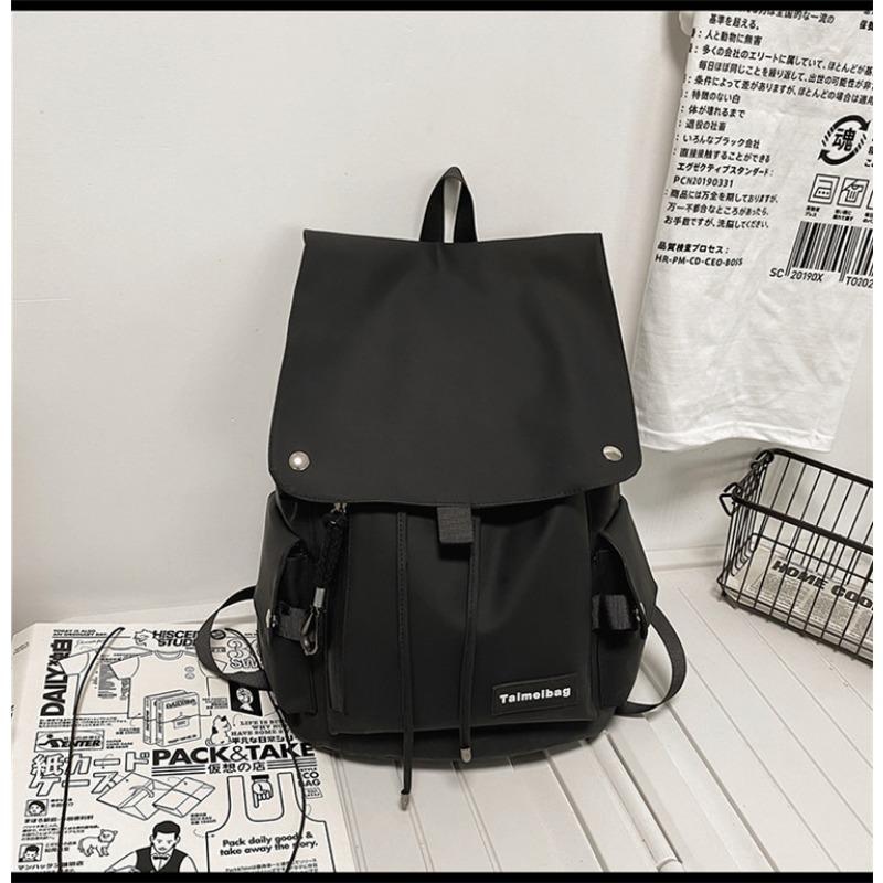 

Korean ins new high-value niche solid color simple backpack couple lightweight large-capacity backpack чёрный