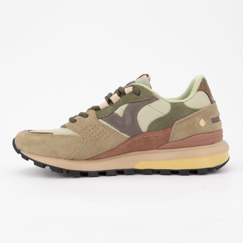 Baskets luna nuances de kaki bronze semelle beige Femme VICTORIA