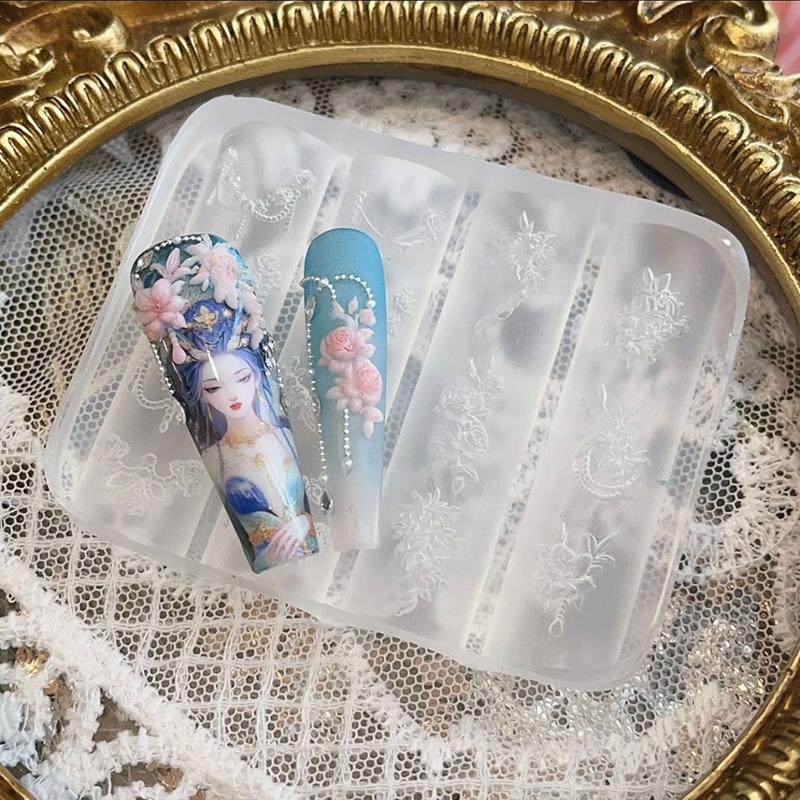 Clear Silicone Nail Flower Chains Carving Bow Mold Nail Decorations Nails DIY Design Stereoscopic Stamping Plate Manicure Tools