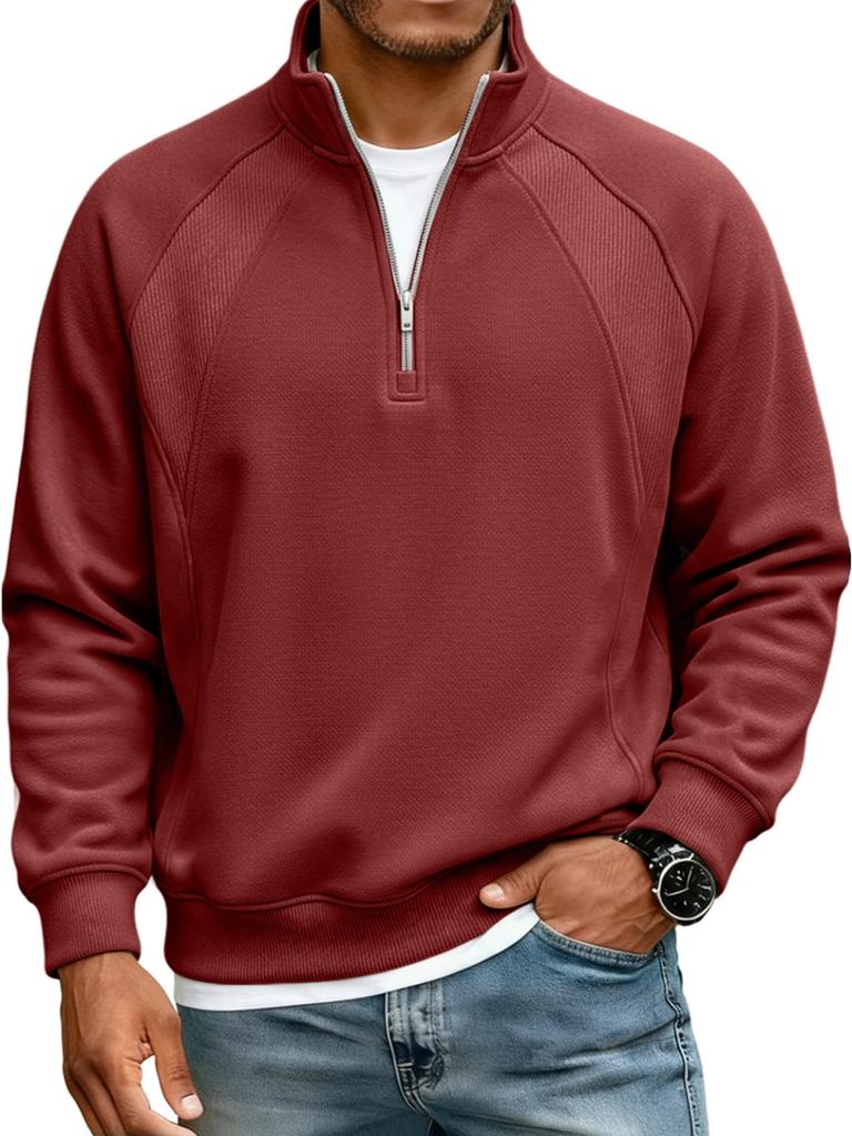 Men's Half Zip Sweatshirt Stand Collar Relaxed Fit Casual Pullover for Autumn Winter