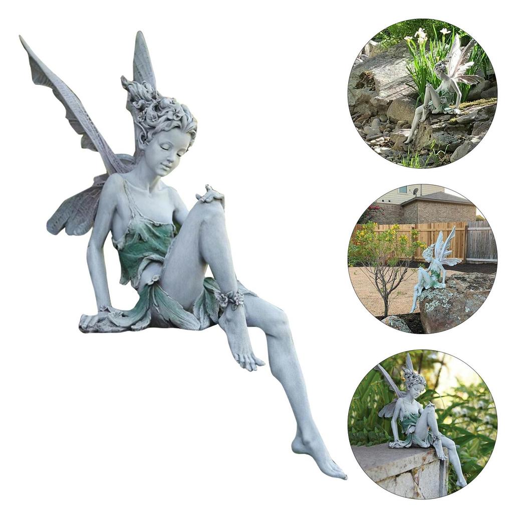 Fee Statue Brunnen Vorsprung Figur Regal Veranda Skulptur Handwerk Dekoration
