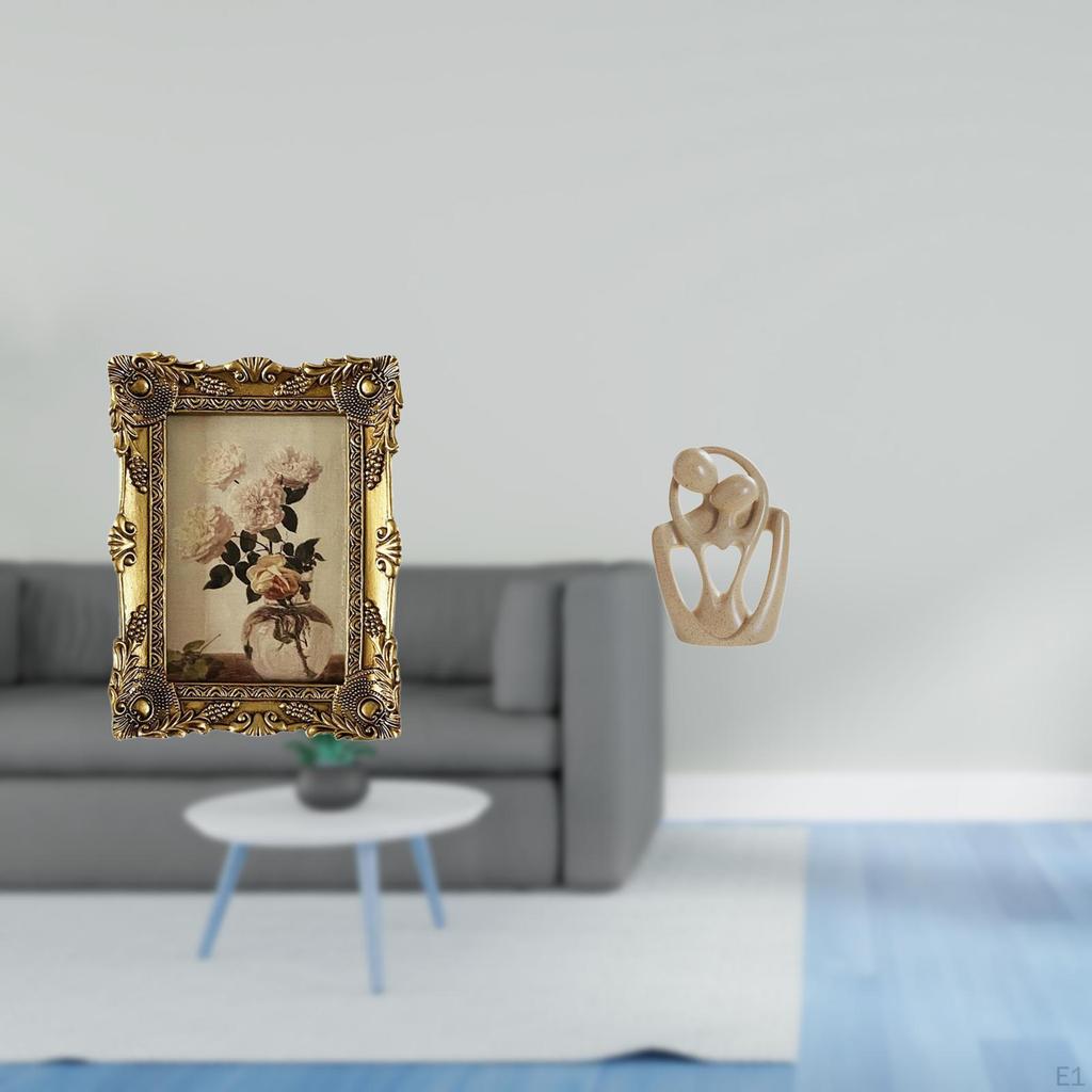 Vintage Ornate Resin Photo Frame And Abstract Couple Statue Creative Decorative Display for Tabletop