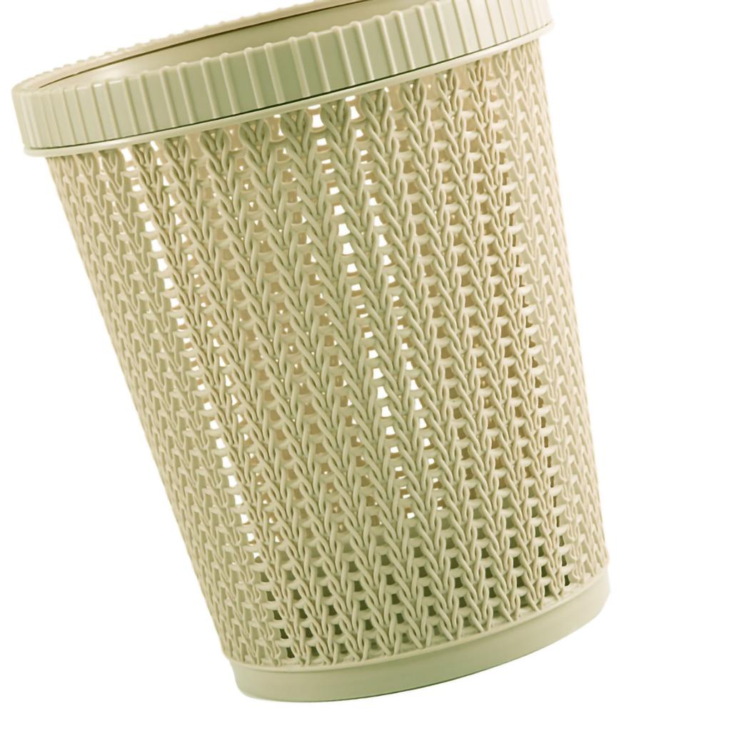 Poseholder Søppelbøtte Imitasjon Rattan Rund Plast Søppelbøtte Hjem Uten Lokk Søppeloppbevaring