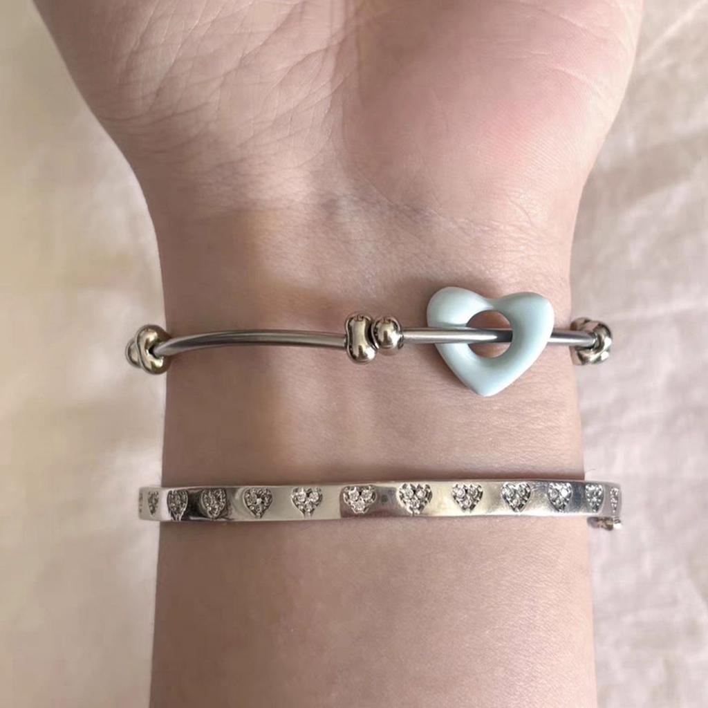 Adjustable Love Beaded Bracelet With Alloy Heart Charm And Eco Friendly Resin Beads For Women Girls Jewelry Gift