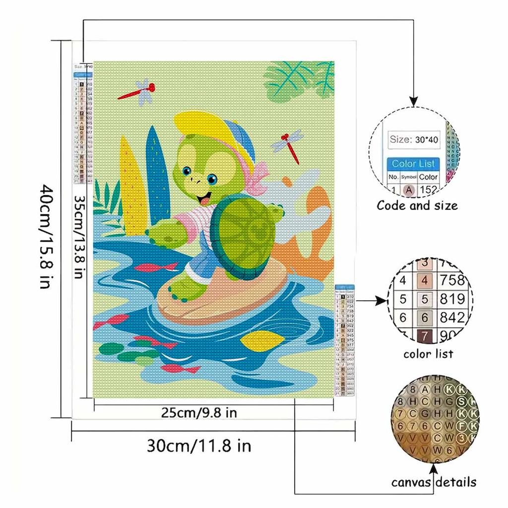 DIY Diamond Painting The Surfing Turtle Cross Stitch Kit Mosaic Art Diamond Painting Full Circle Diamond Home Decoration
