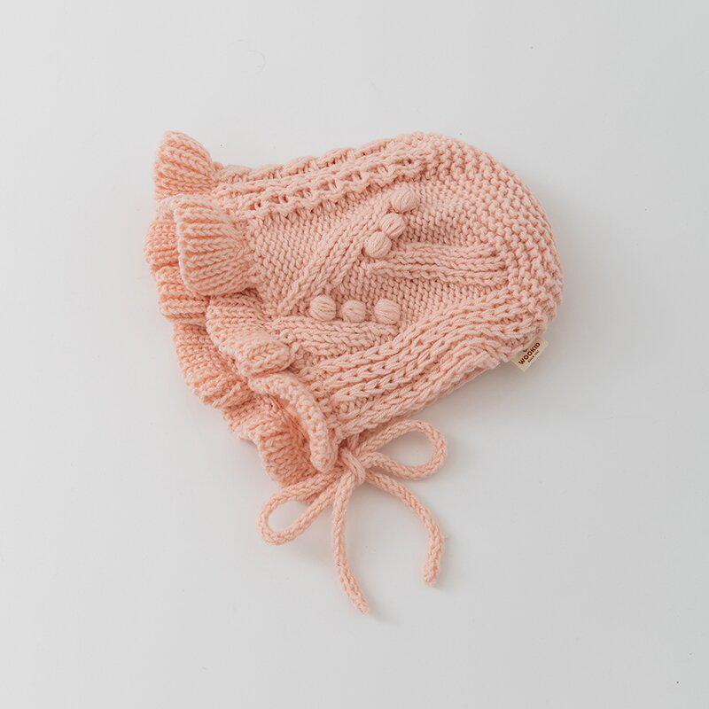 Korean-Style Hand-Knitted Wool Hat for Newborns – Warm, Windproof, and Ear-Protective for Boys and Girls.