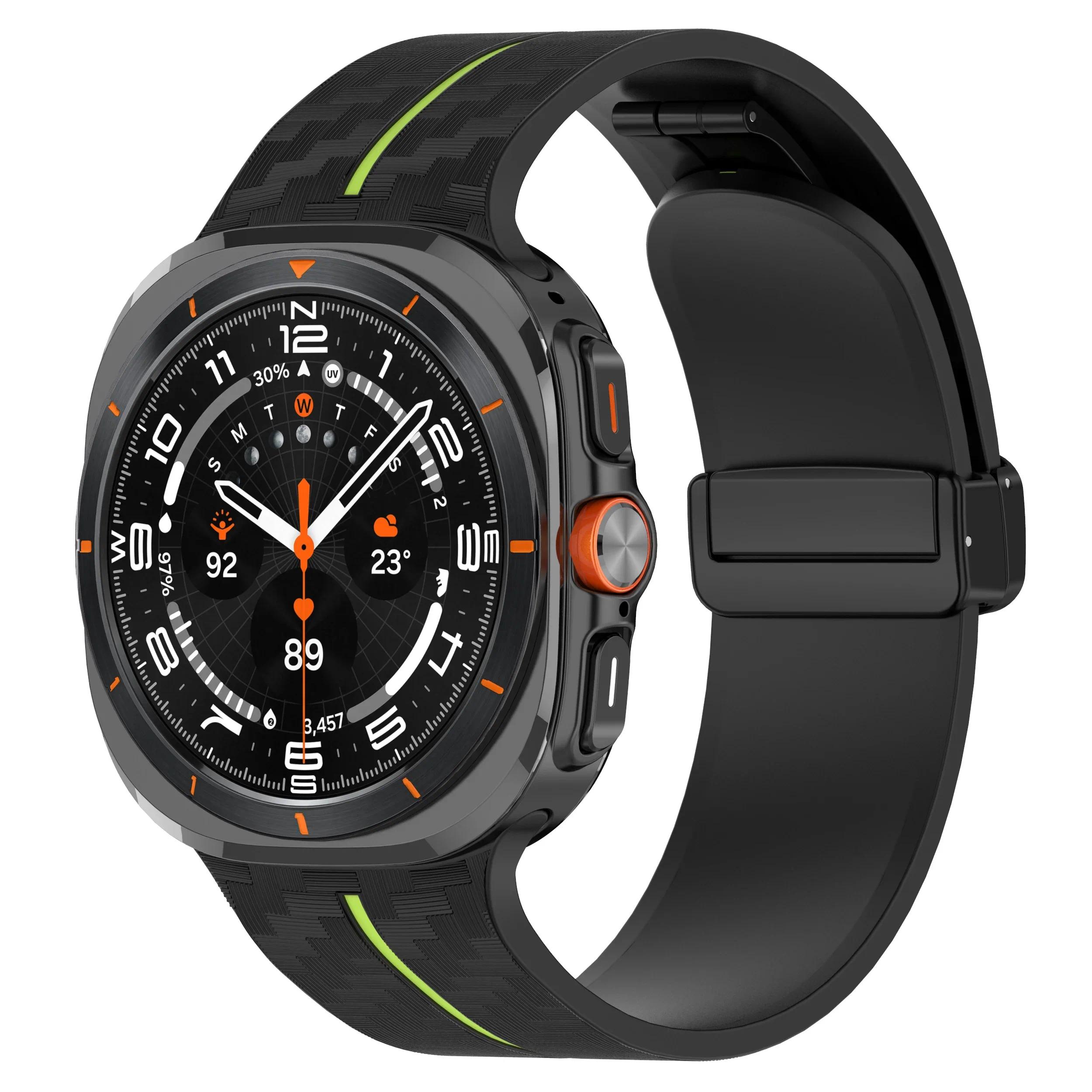 

Ремінець з візерунком під вуглеволокно для Samsung Galaxy Watch 7 Ultra 47 мм Силіконовий ремінець із магнітною застібкою для браслета Galaxy Watch 7 Ultra Ultra 47mm
