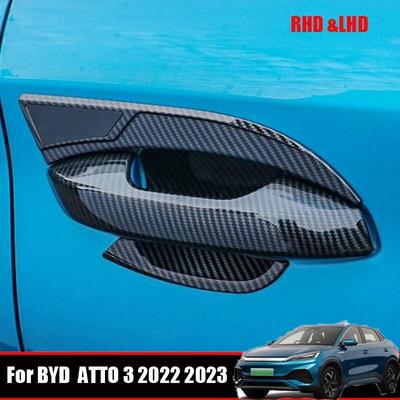 Pro BYD YUAN PLUS ATTO 3 2022 2023 ABS carbonfiber černý Kryt misky kliky dveří auta Ozdobná nálepka Vnější doplňky auta