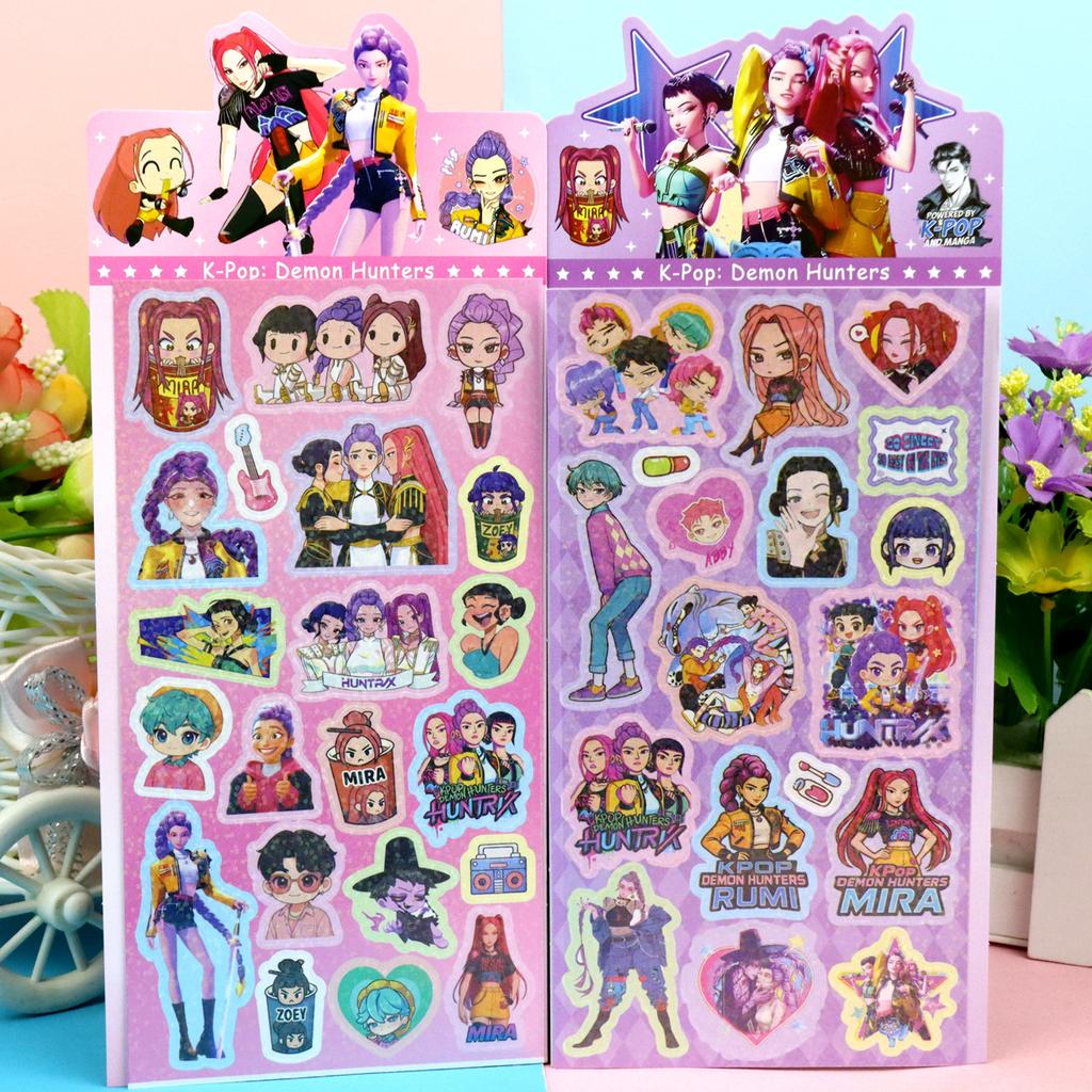 18pcs Devil Hunters Laser GooCard Stickers - Anime Style Cute Creative DIY Decor Stickers for Girls Journal Diary Gifts