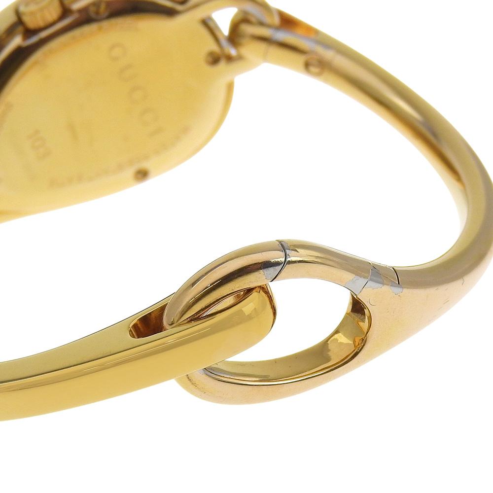 GUCCI Horsebit Watches YA103 whiteDial Plated Gold Quartz Analog display Women Used