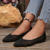 Foreign Trade New Large Size Fly-woven Hollow Flat-bottomed Four-season Single Shoes Women's Pointed Breathable Mesh Shallow Mouth Work Shoes
