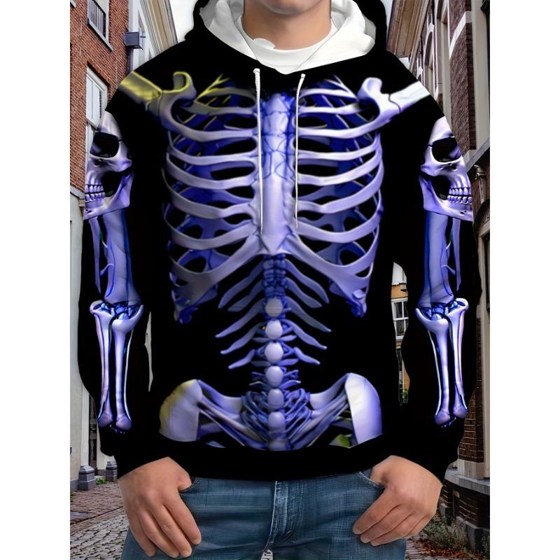 Skull Men's Hoodie 3d Skull Print Long Sleeved Hoodie Autumn/ Winter Streetwear Top Retro Casual Men's Hoodie Oversized Clothing