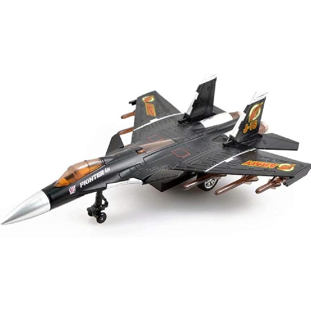 Игрушечный Самолет Модели Самолетов Сплав Инерционный Истребитель для Мальчиков с Мигающими Огнями, Звук Настоящего Реактивного Самолета (черный)