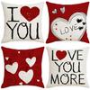 Valentine's Day Pillow Case Home Red Love Linen Pillow Sofa Decorative Cushion Home Love Pattern