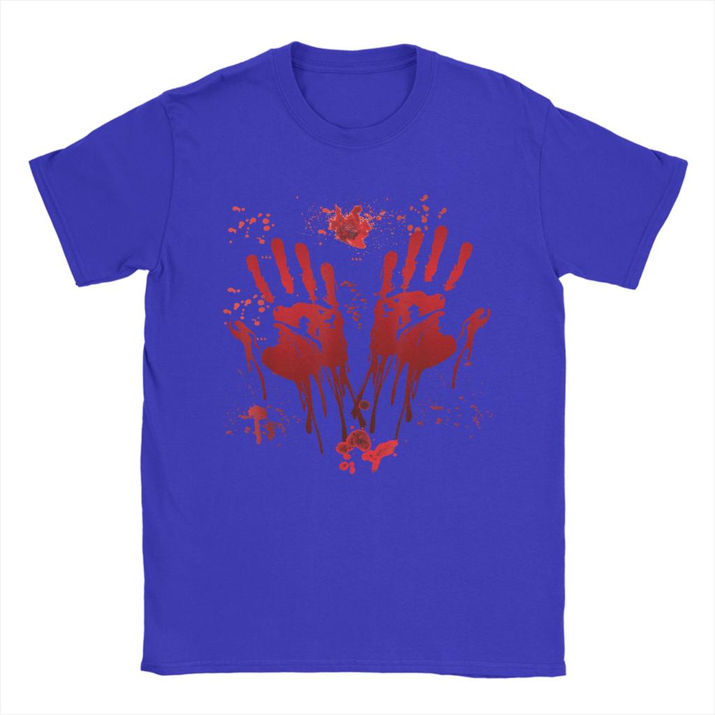 Men's Halloween Bloody Hands Blood Splash T Shirt Zombie Cotton merch Casual Short Sleeve O Neck Tee Shirt 4XL 5XL 6XL T-Shirts