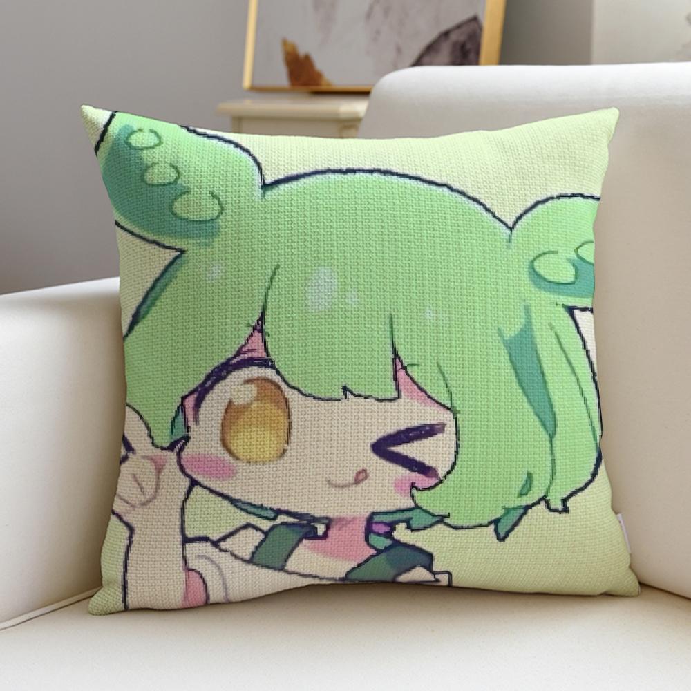 

Cute ZZundamon AnimeS Cushion Cover Breathable and skinfriendly linen pillowcase square removable and washable cushion 30X30cm
