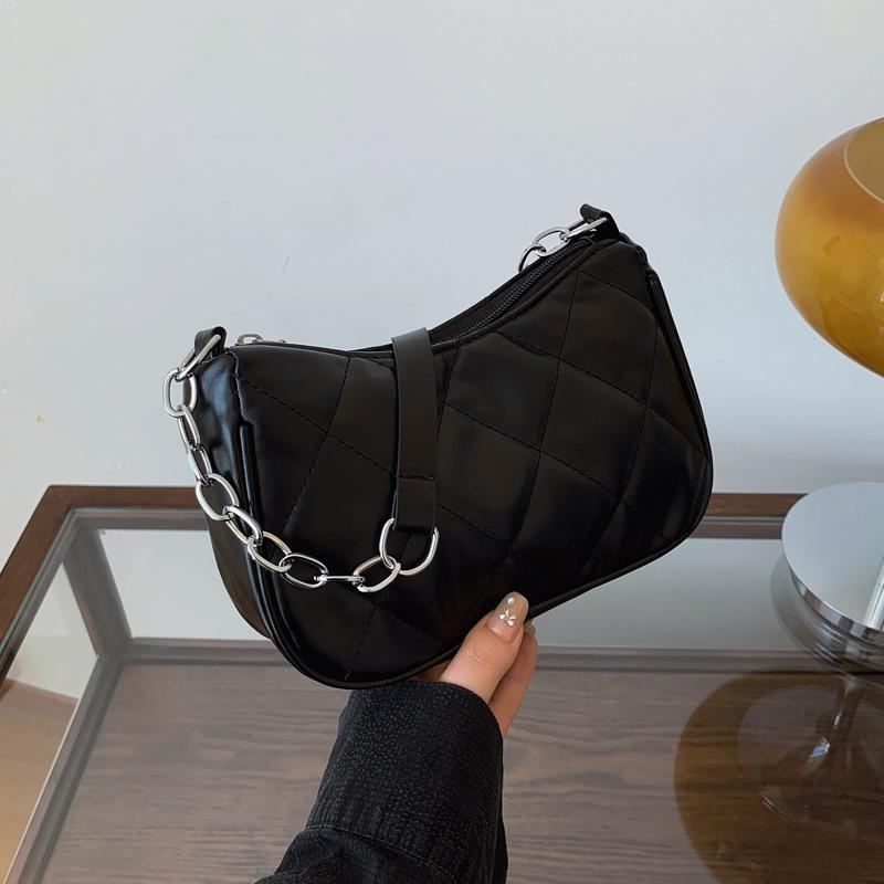 

Сумка-ниша на плечо с бриллиантами от интернет-знаменитости, женская сумка-подмышка с цепочкой, высокочувственная, темпераментная, универсальная, модная, с индивидуальностью, маленькая квадратная сумка чёрный