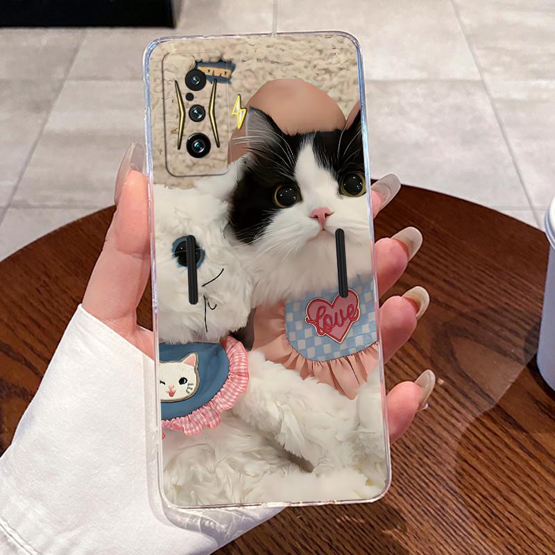 Jelly Casing For Xiaomi Poco F4 GT 5G Capa For POCO F3 GT Fundas Clear Silicone Soft TPU Back Cover Cute Cat Protective Case