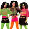 1980er Party Damen Netzhemd Neon Retro Vintage Tanzoberteil 80er Kostüm